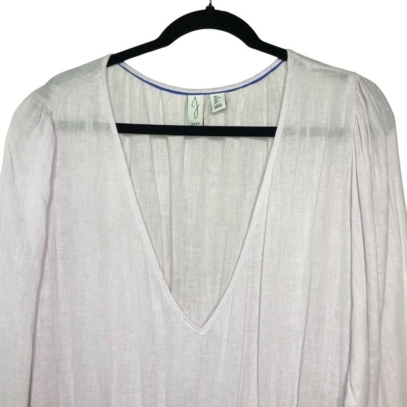 Joie Linen Blend Tiered Boho Lagenlook Lavender Semi Sheer Dress Sz Lg - Picture 10 of 12